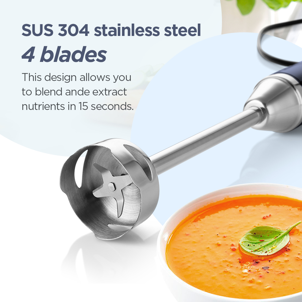 Magiccos Immersion Stick Hand Blender - 9 Speeds Contorl, Slim Stick Blender Wand, 350W DC Motor, For Shakes and Smoothi